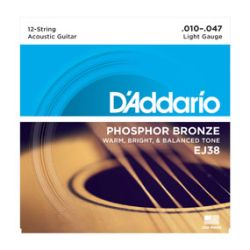 Acoustic strings 010-047 D'Addario EJ38 12-String Phosphor Bronze Light