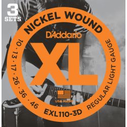 D'Addario EXL110 Nickel Wound, Regular Light, 10-46 3 sets
