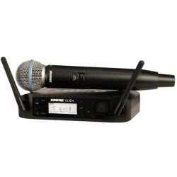 Langaton mikrofonijärjestelmä Shure GLXD24E/Beta 58 kapselilla.
