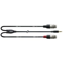 Stereojohto 1,8m, Cordial CFY1,8WFF - 3,5mm stereoplugi - 2 x XLR-naaras
