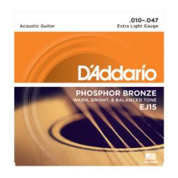 Akustisen kitaran kielisarja 010-047 D'Addario Phosphor Bronze Extra Light