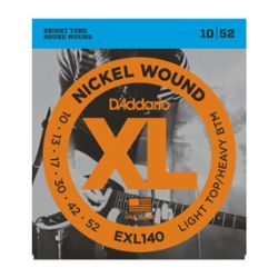 Electric Guitar Strings D&#039;Addrio EXL140 Nickel Wound, Light Top/Heavy Bottom, 10-52