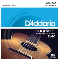Akustisen kitaran teräskielisarja D'Addario 011-047 Silk&Steel