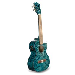 Quilted Maple Blue Stain Tenor A/E Ukulele