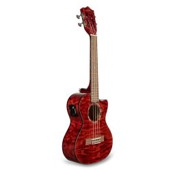 Quilted Maple Red Stain Tenor A/E Ukulele