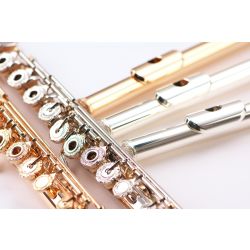 Golden Flute 14k Miyazawa, Handmade, Brögger-mechanism Full Silver, Golden H-Foot