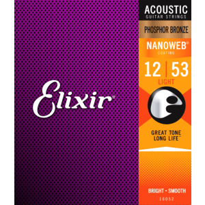 Akustisen kitaran kielisarja 012-053 Elixir Nanoweb Phosphor Bronze