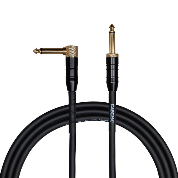 Instrumenttijohto 3m Cascha Professional kulmaplugi-plugi musta